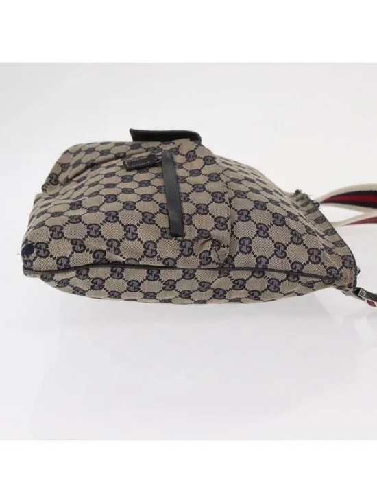 Authentic GUCCI GG Canvas Sherry Line Shoulder Bag Navy Red 169937 - Picture 11 of 16